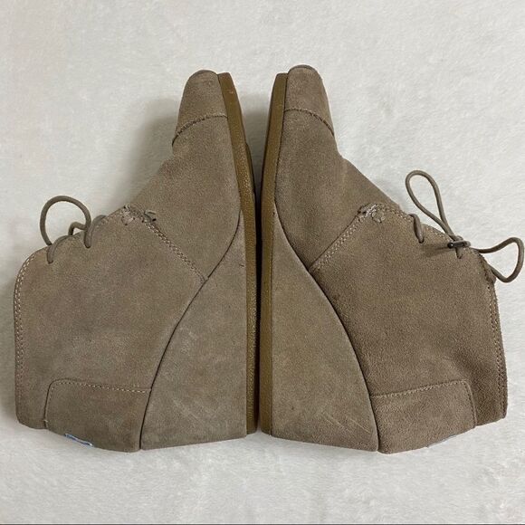 Toms Tan Lace Up Chukka Ankle Wedge Boots Booties 9 Women - Picture 6 of 8